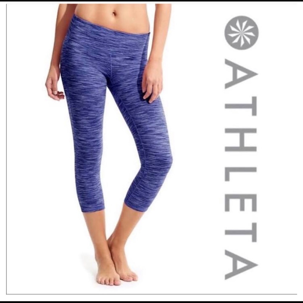 Athleta Blue Stripe Capri Leggings (S)